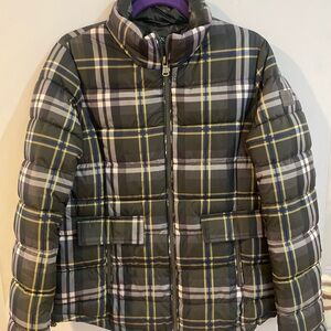 Ralph Lauren Plaid Puffer Jacket - Green and Yellow